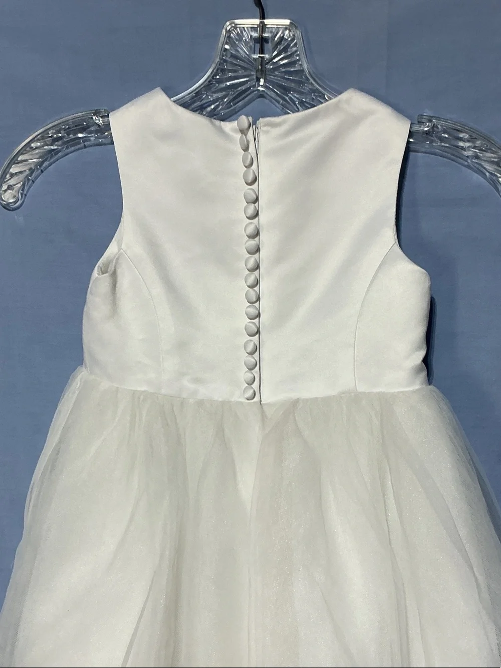 David's Bridal White Girls Sleeveless Tulle Dress Sz 3 - Picture 5 of 7